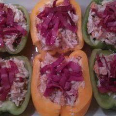 A picture of Crab & Bacon Stuffed Bell Peppers.