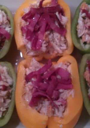 A picture of Crab & Bacon Stuffed Bell Peppers.