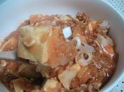 A picture of ground pork mapo tofu