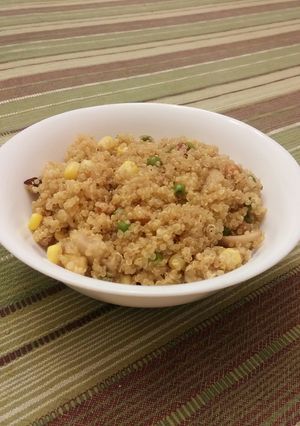 A picture of Quinoa Pilaf with Mushrooms and Roasted Chickpeas.