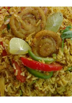 A picture of Chakli Gatta Pulav.