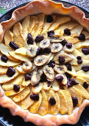 Une photo de Tarte aux pommes & bananes express
