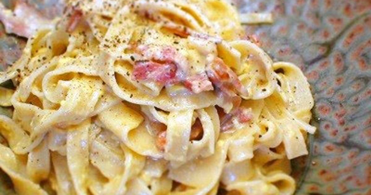 Rich Carbonara with Homemade Pasta Recipe by  - Cookpad