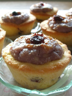 A picture of Cheese and Cranberry Cupcake made with Rice Flour.