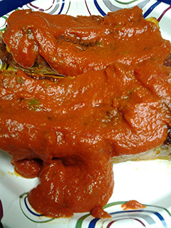 A picture of Jalapeño red sauce.