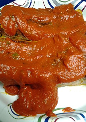 A picture of Jalapeño red sauce.