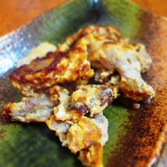A picture of Great with Rice! Chopped Pork Piccata with Sauce.