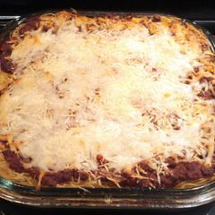 A picture of Layered Baked Spaghetti.