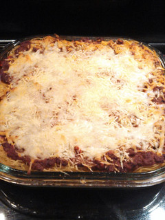 A picture of Layered Baked Spaghetti.