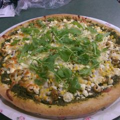 A picture of Mike's Kale Pesto Pizza.