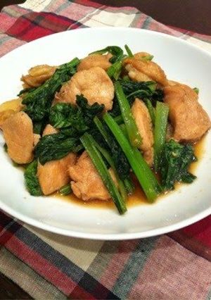A picture of Super Thrify! Yakiniku-Style Chicken and Komatsuna Stir-fry.