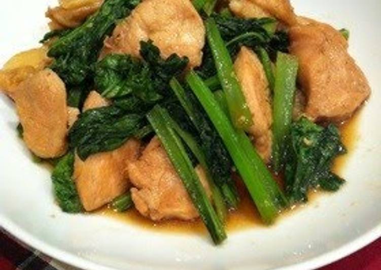 Simple Way to Prepare Quick Super Thrify! Yakiniku-Style Chicken and Komatsuna Stir-fry