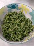 Fussili pesto sauce/ saus bayam gluten free - menu eksim / vegan