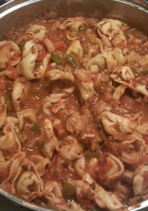 A picture of Spicy shrimp tortellini.