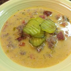 A picture of Cheeseburger soup.