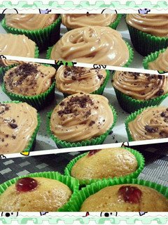 A picture of peanut butter and jelly cupcakes.
