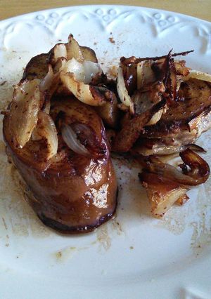 A picture of Fried Chinese Pork Stuffed Eggplant 🍆.