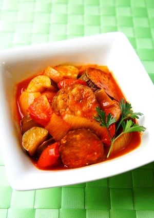 A picture of Simple Ratatouille with Tomatoes and Summer Vegetables.