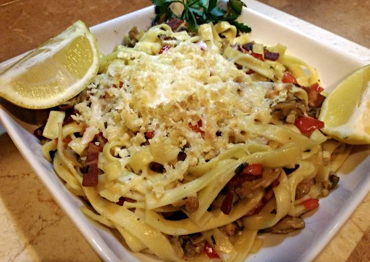 Easiest Way to Prepare Any-night-of-the-week Clams Casino Over Linguine