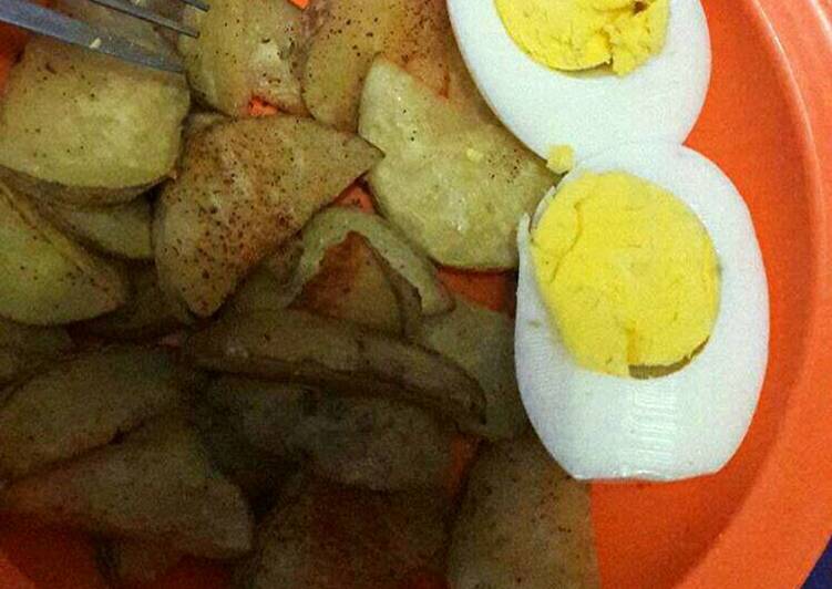 Baked Potato Wedges n boiled egg #DIET1000KALORI
