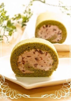 A picture of Moist Fluffy Green Tea Chiffon Swiss Roll.