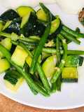 Steamed Courgette and Green beans