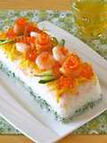 Juicy Sushi Cake with Crab for Doll's Festival