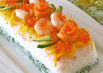How to Make Perfect Juicy Sushi Cake with Crab for Dolls Festival