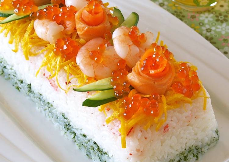 Juicy Sushi Cake with Crab for Doll's Festival