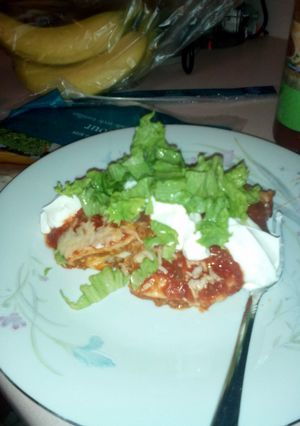 A picture of Mexican Lasagna.