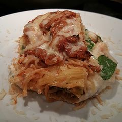 Baked spaghetti lasagna A picture of Baked spaghetti lasagna.