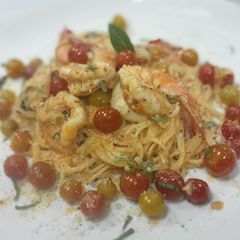 Capellini in Fresh tomato cream sauce A picture of Capellini in Fresh tomato cream sauce.