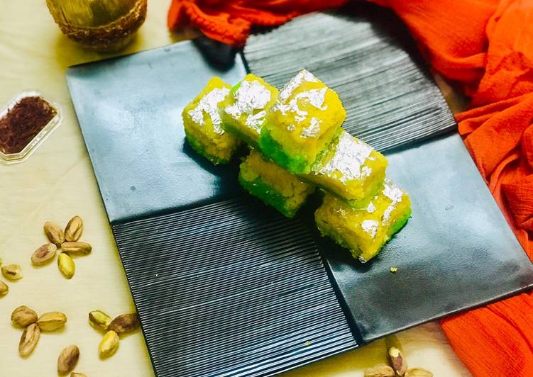 Easiest Way to Prepare Favorite Kesar Pista Coconut Burfi