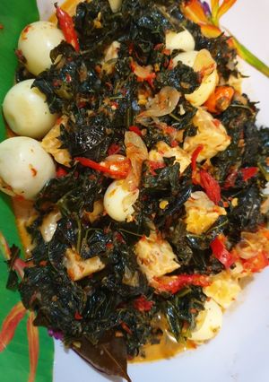 Foto resep Daun pepaya jepang kuah santan mana tahan