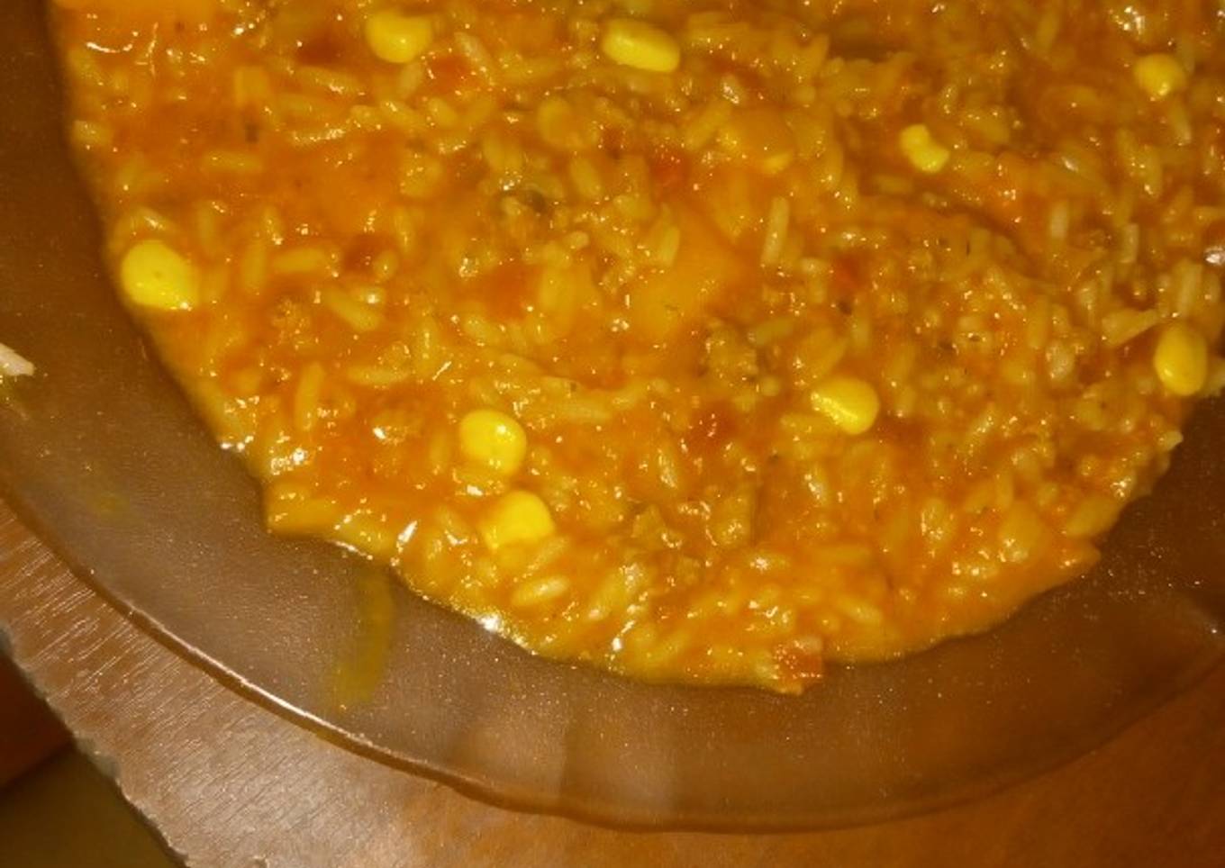 Guiso de arroz con choclo y carne picada