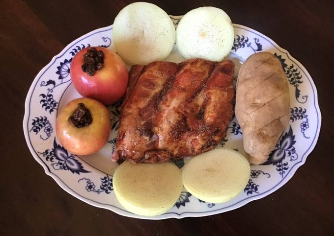 Steps to Make Homemade California Farm Baked Raisin Apple with Pork Ribs