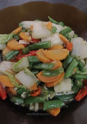 Foto resep Tumis sawi putih, buncis dan wortel