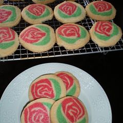 A picture of A Bouquet of Rose Flower Cookies for Mother's Day.