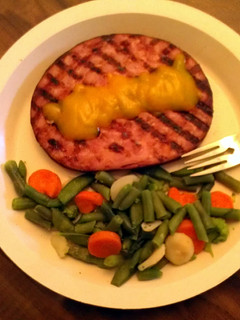 A picture of Grilled Ham Steak & Veggies.