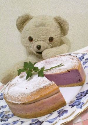 A picture of Purple Sweet Potato Baked Cheesecake.