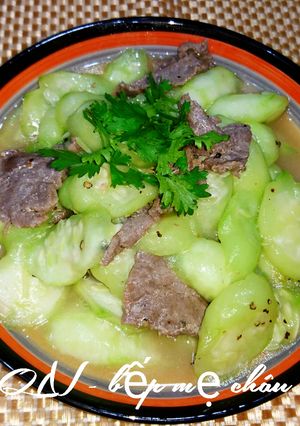 Hình của món Mướp hương xào thịt bò.