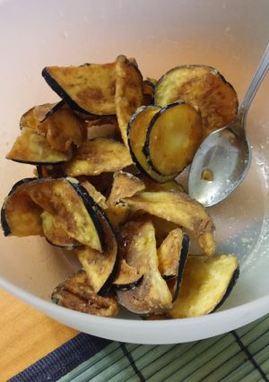 A picture of Sweet eggplant fries.