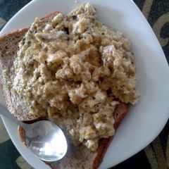 Scrambled eggs with whole grain toast A picture of Scrambled eggs with whole grain toast.