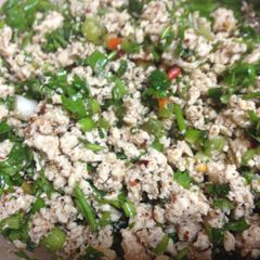 A picture of Laap Gai aka Minced Chicken Salad.