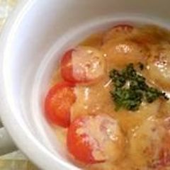 A picture of Miso and Mayonnaise Bake with Cherry Tomatoes.