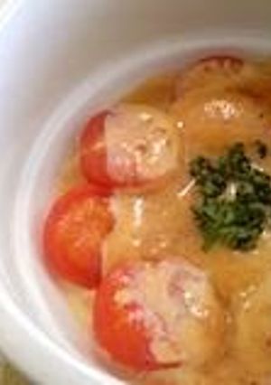 A picture of Miso and Mayonnaise Bake with Cherry Tomatoes.