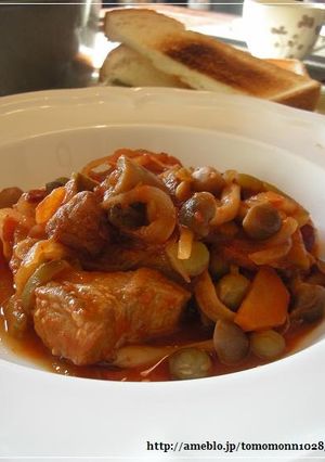 A picture of Pork Belly Simmered in Tomato Sauce.