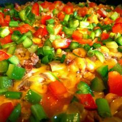 A picture of One Pan Skillet Stuffed Bell Peppers.