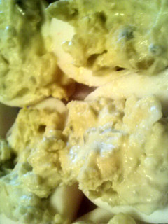 A picture of Angel's easy deviled eggs.