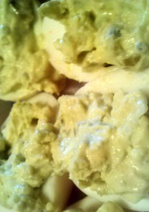 A picture of Angel's easy deviled eggs.